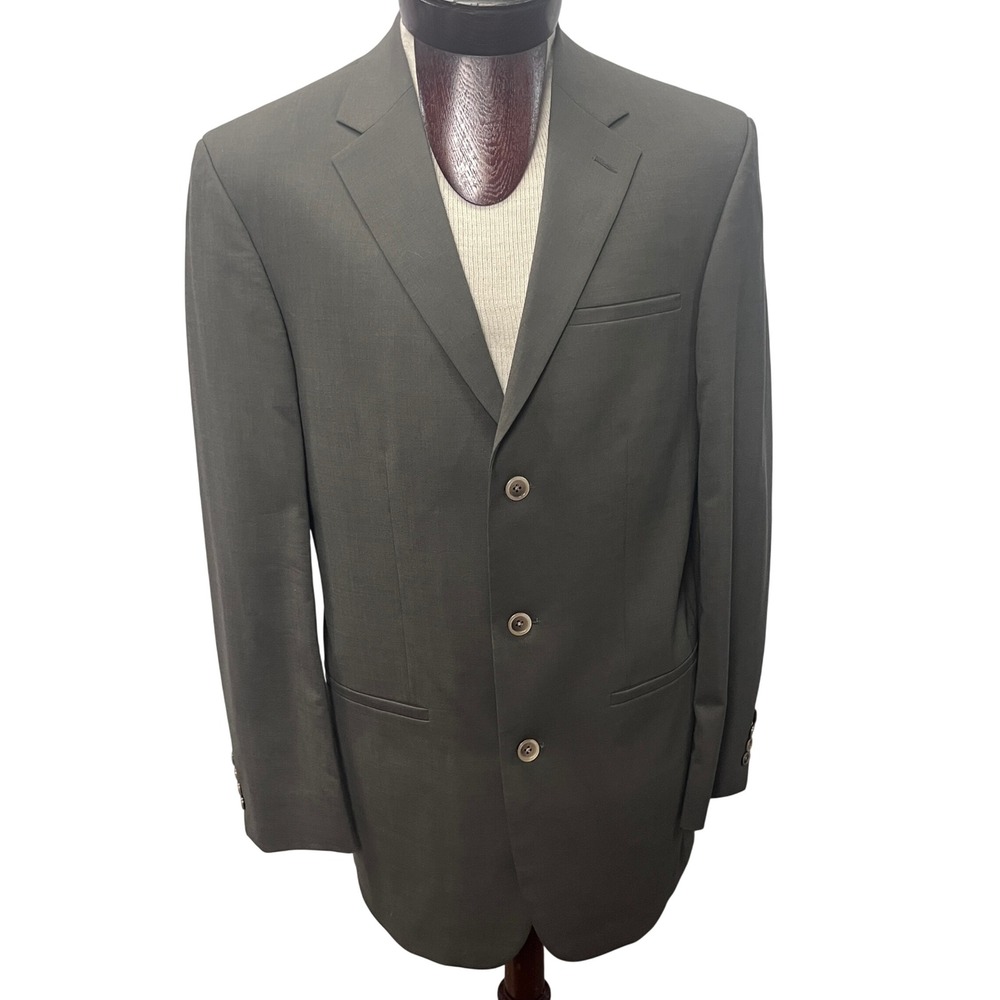 Wilke-Rodriguez‎ Men 40L/34 Olive Green Wool 3 Button Suit Pleated Pants Cuff - Picture 2 of 16